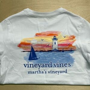 Vineyard Vines Kids White Tee with Sunset Graphic
